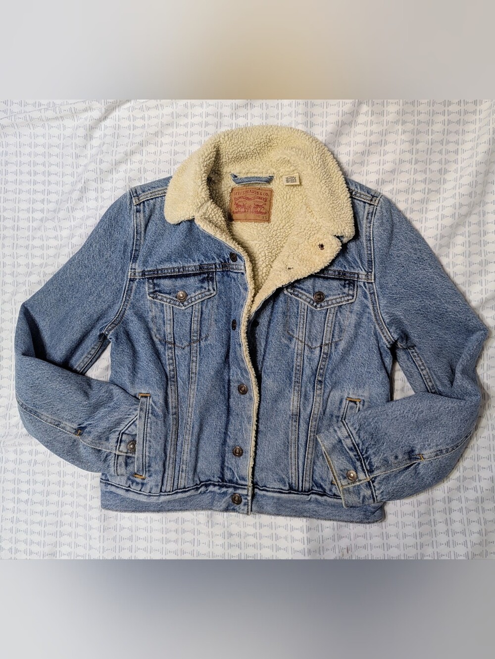 Levi's Sherpa Lined Washed Blue Denim Jacket W-XS